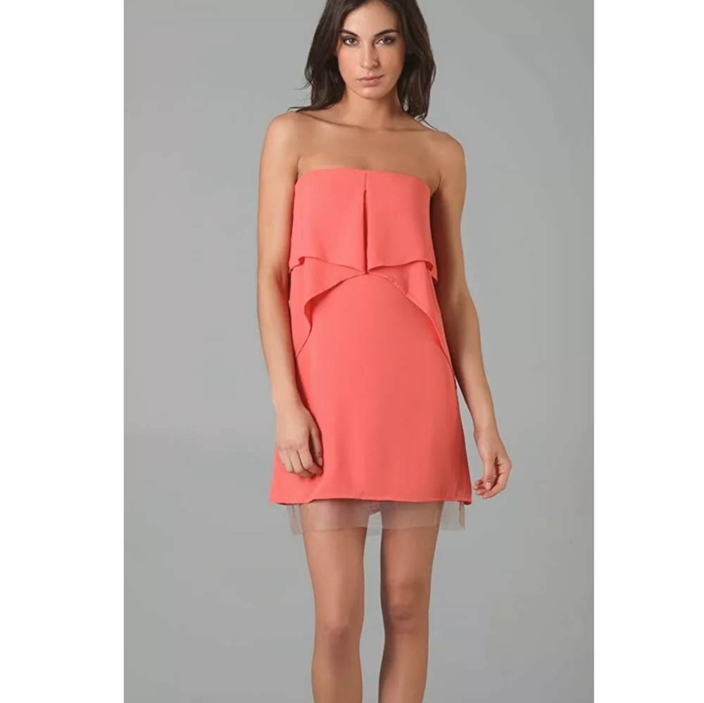 bcbg runway • fei fei strapless crepe dress
